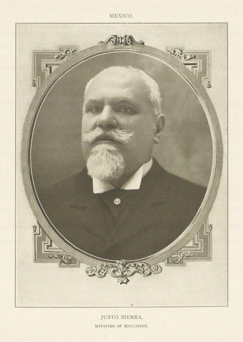 Mexico . Justo Sierra, Minister of Education 1907 old antique print picture